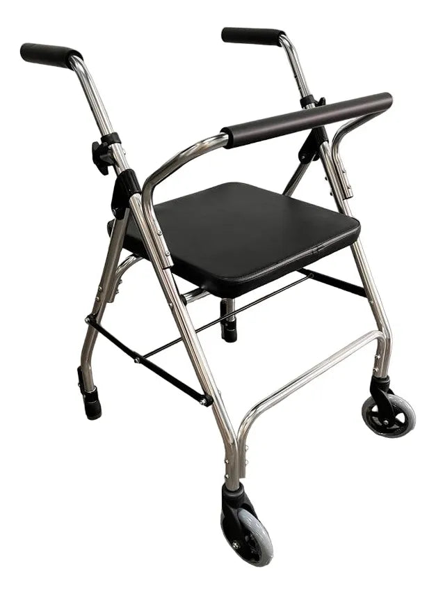 Caminador Ortopédico Plegable con Dos Ruedas y Asiento Rígido