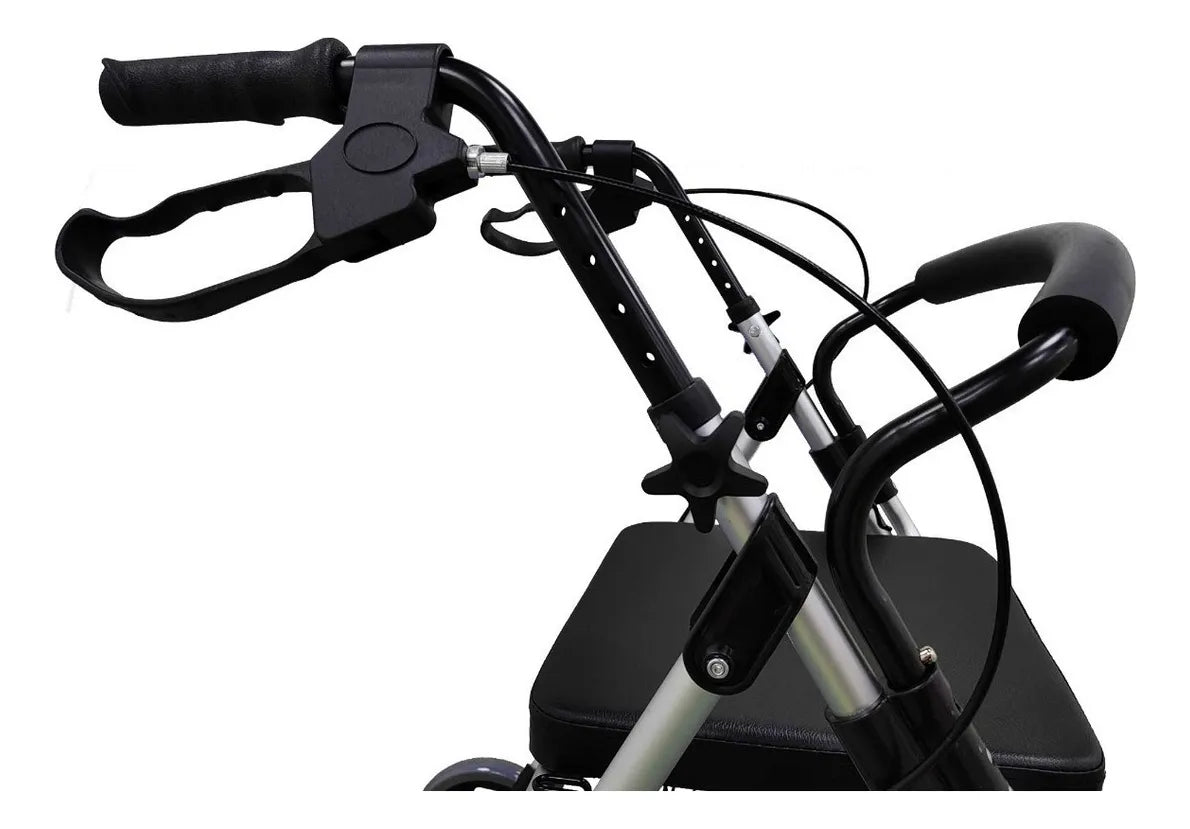 Caminador Ortopédico de 4 Ruedas Plegable con Asiento Rígido – Color Gris
