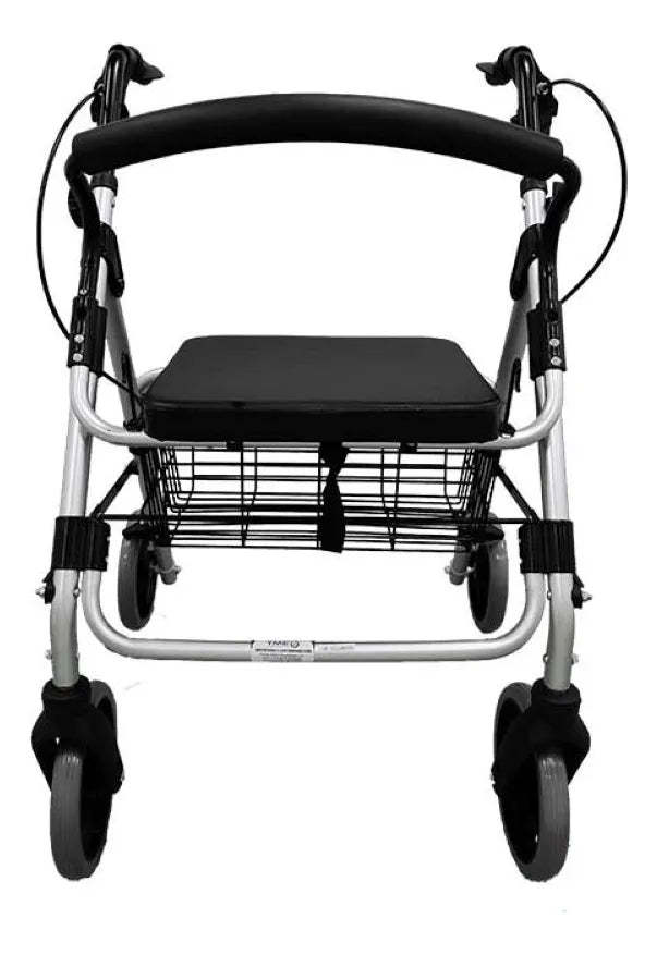 Caminador Ortopédico de 4 Ruedas Plegable con Asiento Rígido – Color Gris
