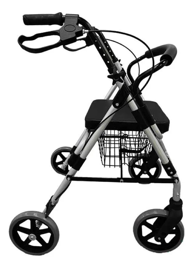 Caminador Ortopédico de 4 Ruedas Plegable con Asiento Rígido – Color Gris