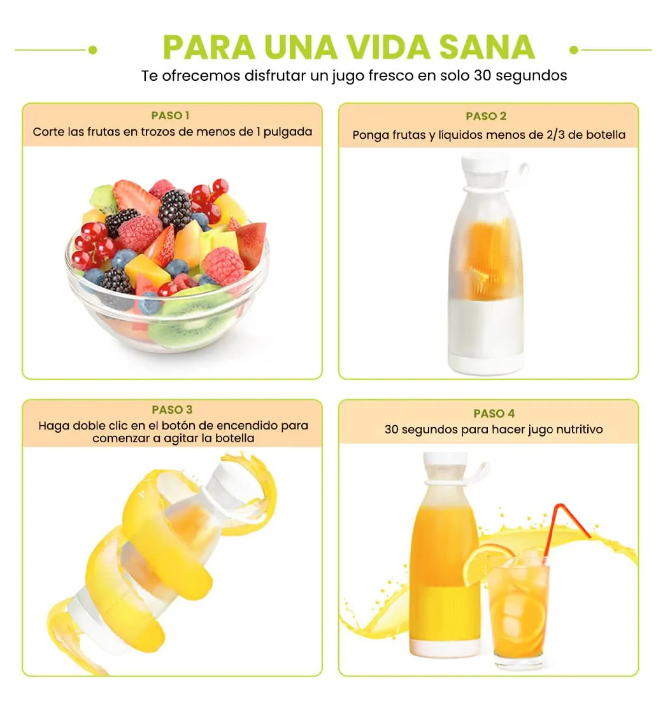 Mini Licuadora Portátil Recargable 350ml – POWER BLEND EN TU MANO