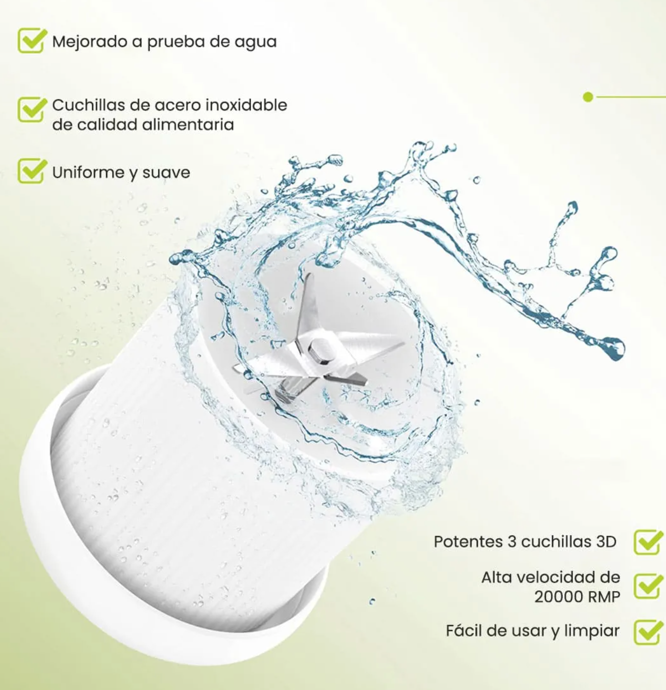 Mini Licuadora Portátil Recargable 350ml – POWER BLEND EN TU MANO