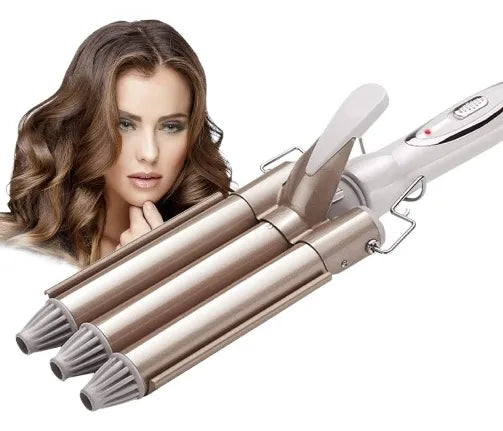 Rizador de Cabello Profesional 3 Tubos – Ondas Tipo Sirena