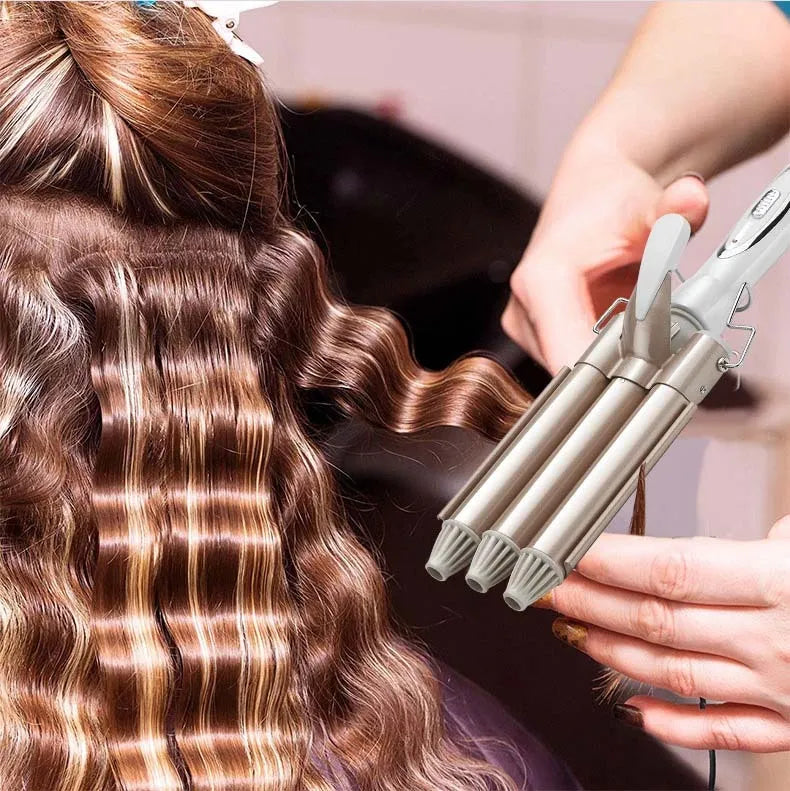 Rizador de Cabello Profesional 3 Tubos – Ondas Tipo Sirena