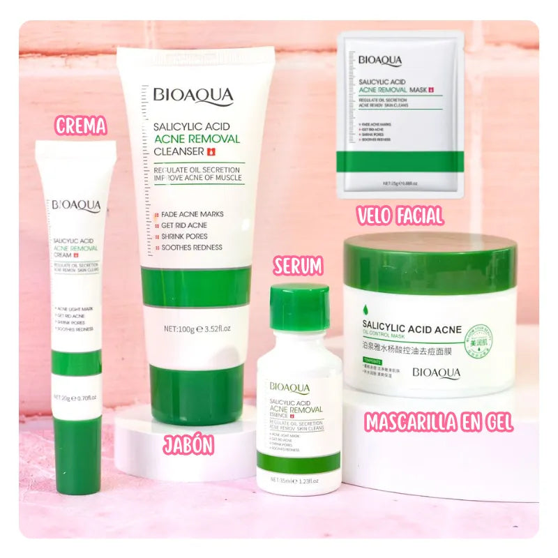 Kit Facial Antiacné con Ácido Salicílico – Limpieza Profunda y Renovación Celular
