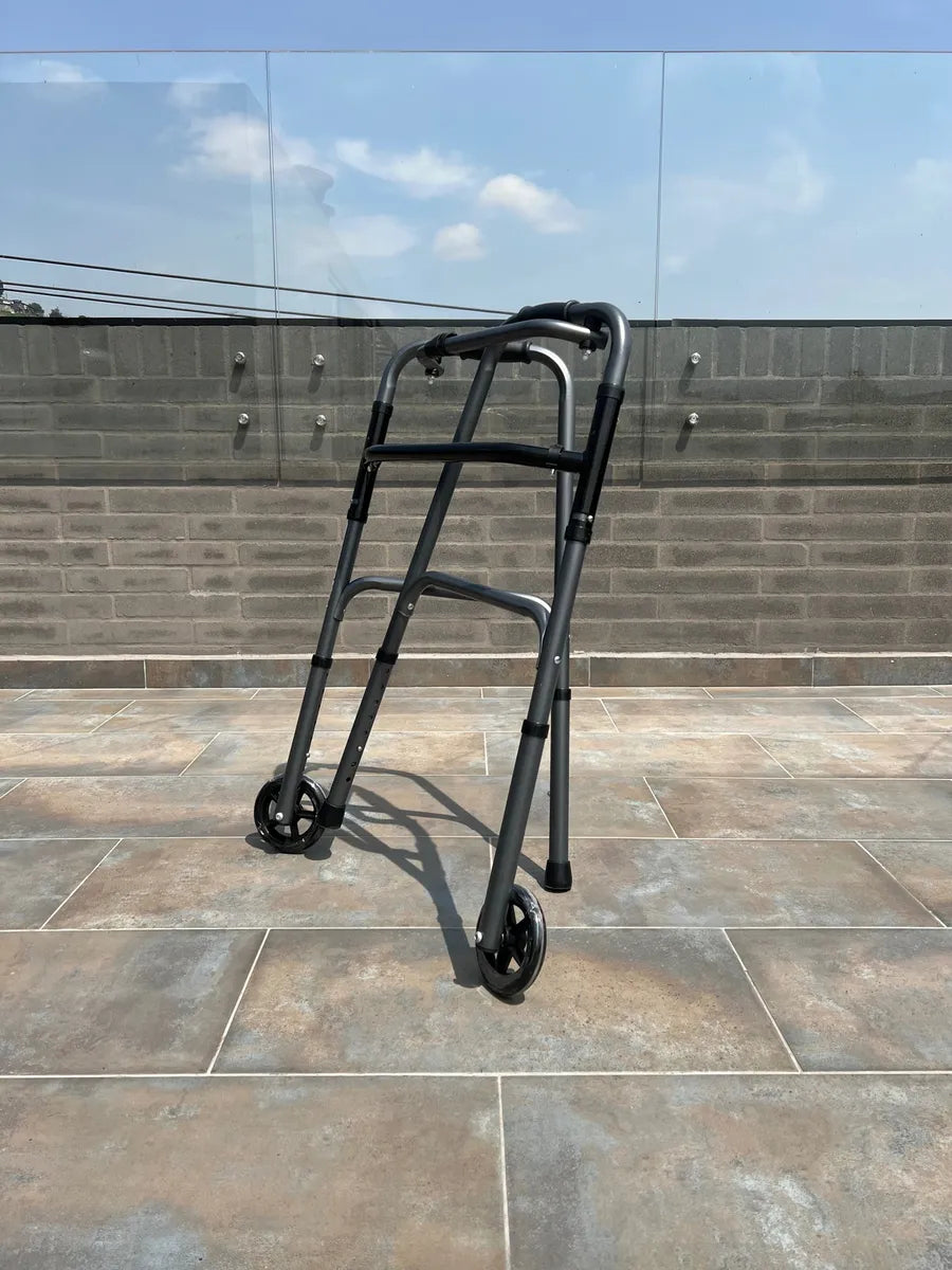 Caminador Ortopédico Plegable Paso a Paso con Ruedas – Altura Ajustable Gris