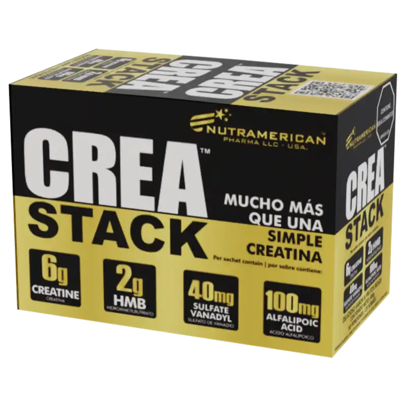 Crea Stack en Sachets – Creatina Monohidratada + HMB + Alfa Lipoico – 20 sobres