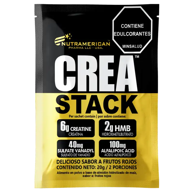 Crea Stack en Sachets – Creatina Monohidratada + HMB + Alfa Lipoico – 20 sobres