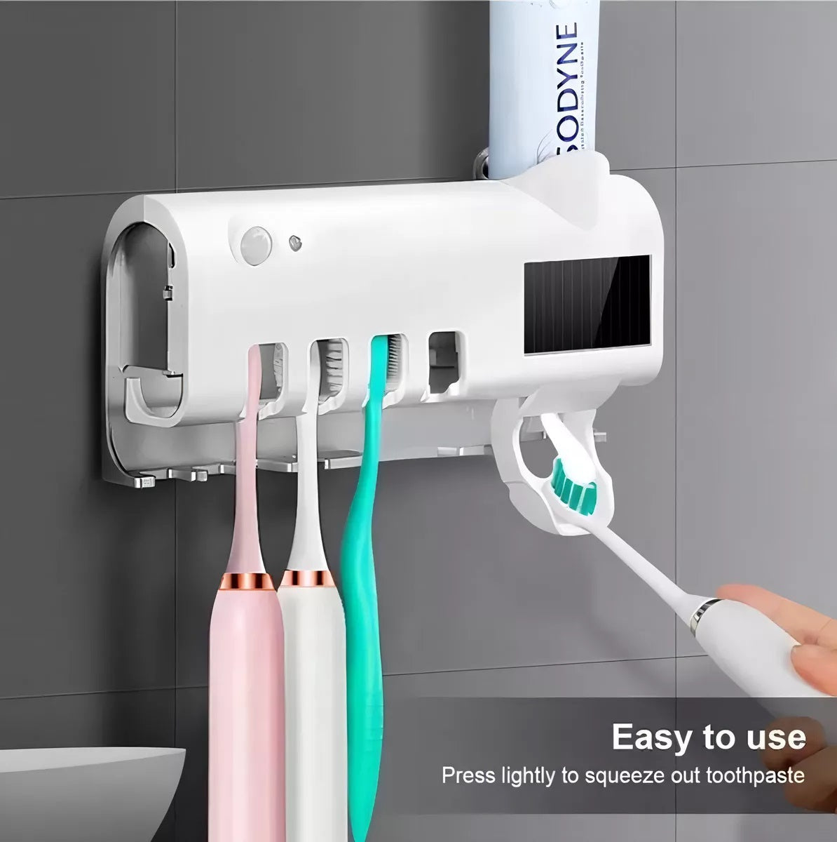 Dispensador Automático de Crema Dental con Soporte Esterilizador UV para Cepillos de Dientes