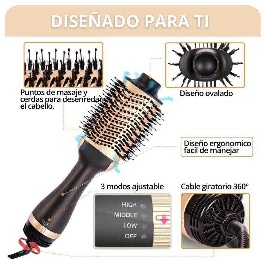 Cepillo Secador y Moldeador Keratin 3D Pro | Voluminizador con Tecnología Iónica y Revestimiento Cerámico