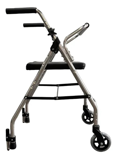 Caminador Ortopédico Plegable con Dos Ruedas y Asiento Rígido