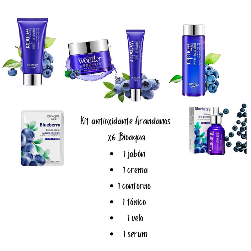 Kit Facial Blueberry Bioaqua Biotez 5 en 1 – Cuidado Completo Hidratante y Nutritivo