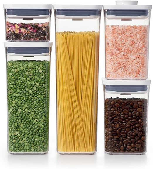 Set de Contenedores Herméticos Apilables – 5 Piezas | Organización y Conservación de Alimentos