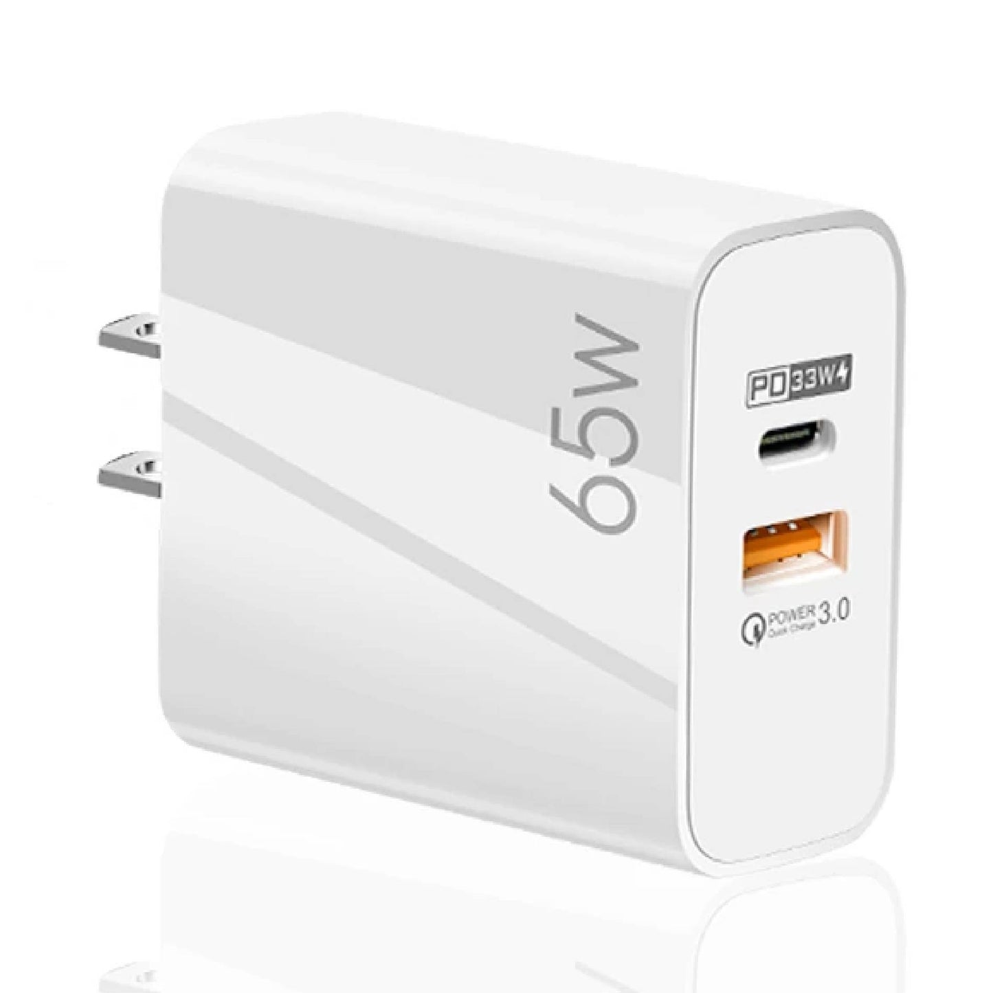 Cargador de Pared 65W con Carga Rápida PD y QC 5.0 con Cable Tipo C – Tecnología GaN