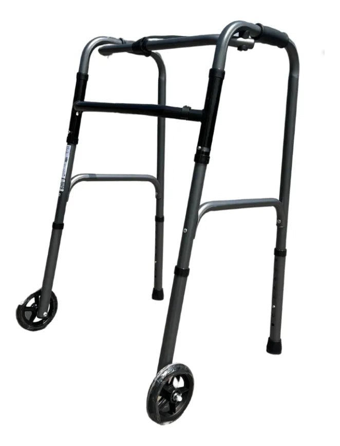 Caminador Ortopédico Plegable Paso a Paso con Ruedas – Altura Ajustable Gris
