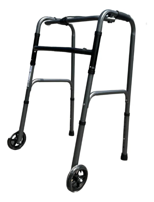 Caminador Ortopédico Plegable Paso a Paso con Ruedas – Altura Ajustable Gris