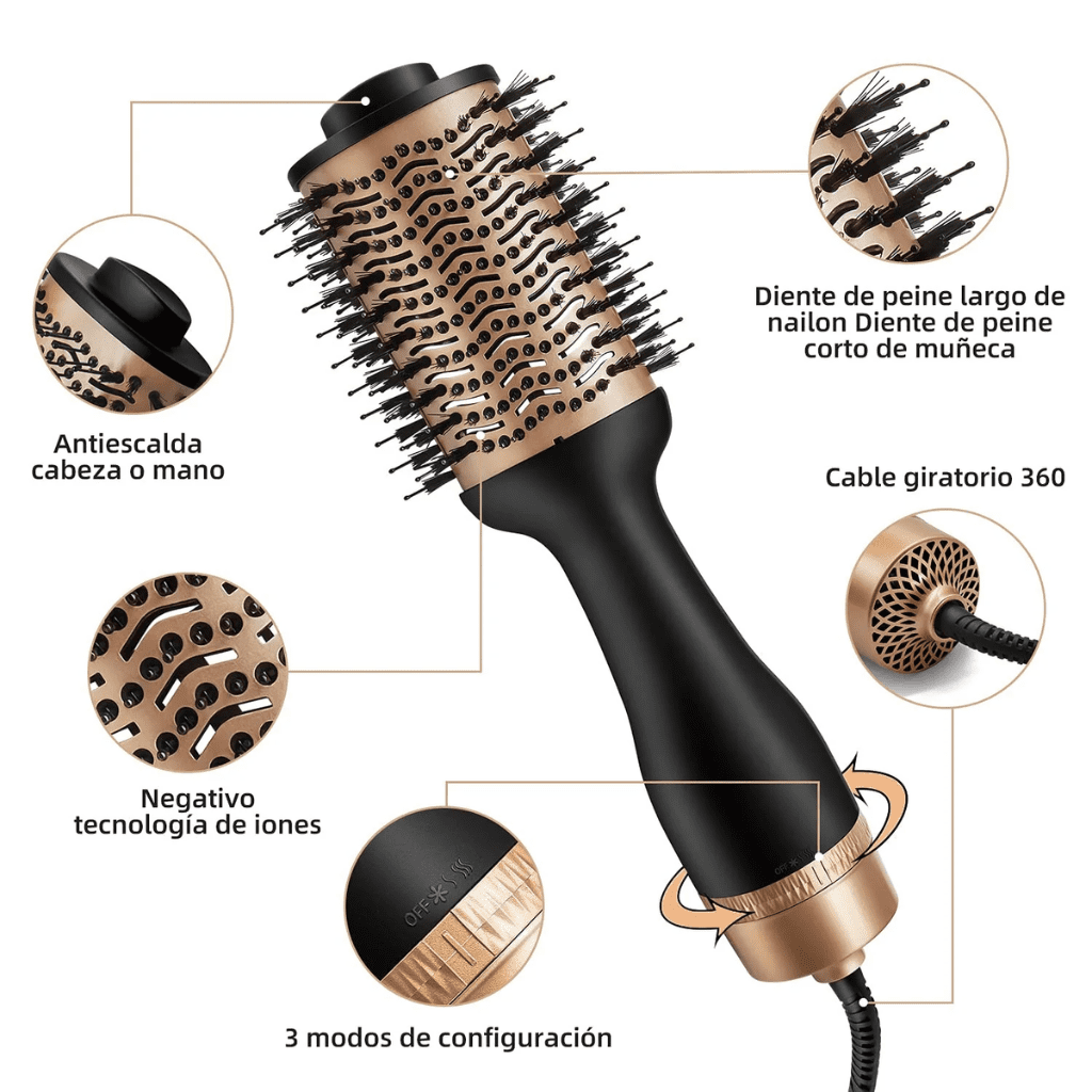 Cepillo Secador y Moldeador Keratin 3D Pro | Voluminizador con Tecnología Iónica y Revestimiento Cerámico