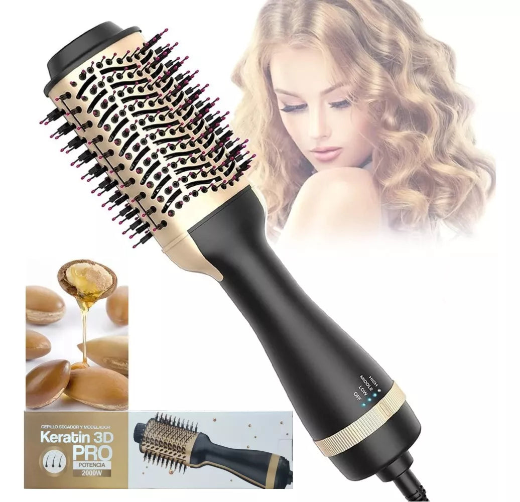 Cepillo Secador y Moldeador Keratin 3D Pro | Voluminizador con Tecnología Iónica y Revestimiento Cerámico