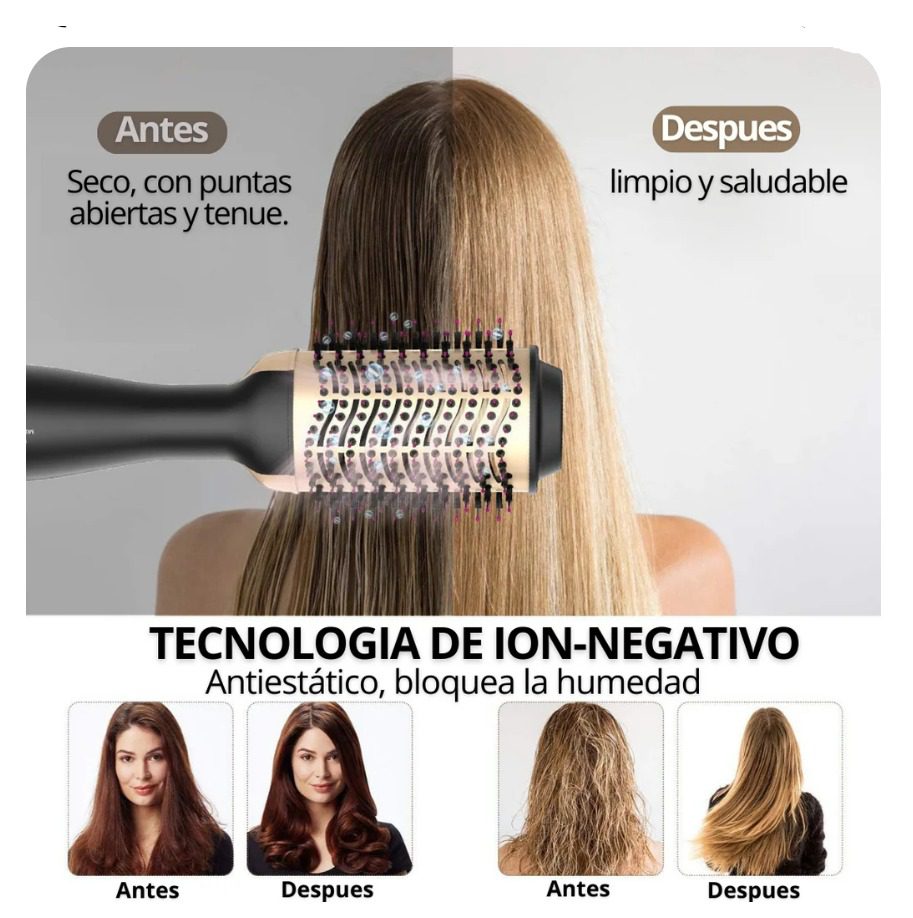 Cepillo Secador y Moldeador Keratin 3D Pro | Voluminizador con Tecnología Iónica y Revestimiento Cerámico