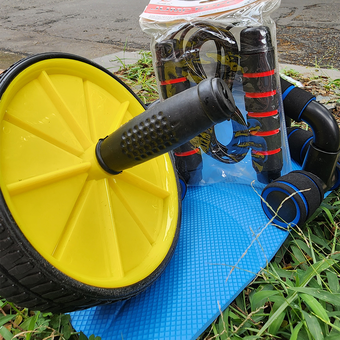 Combo Deportivo Fit 2 en 1 – Bandas de Resistencia + Rueda Abdominal | Entrena Donde Quieras