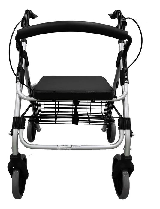 Caminador Ortopédico de 4 Ruedas Plegable con Asiento Rígido – Color Gris