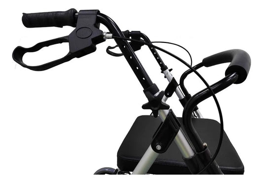 Caminador Ortopédico de 4 Ruedas Plegable con Asiento Rígido – Color Gris