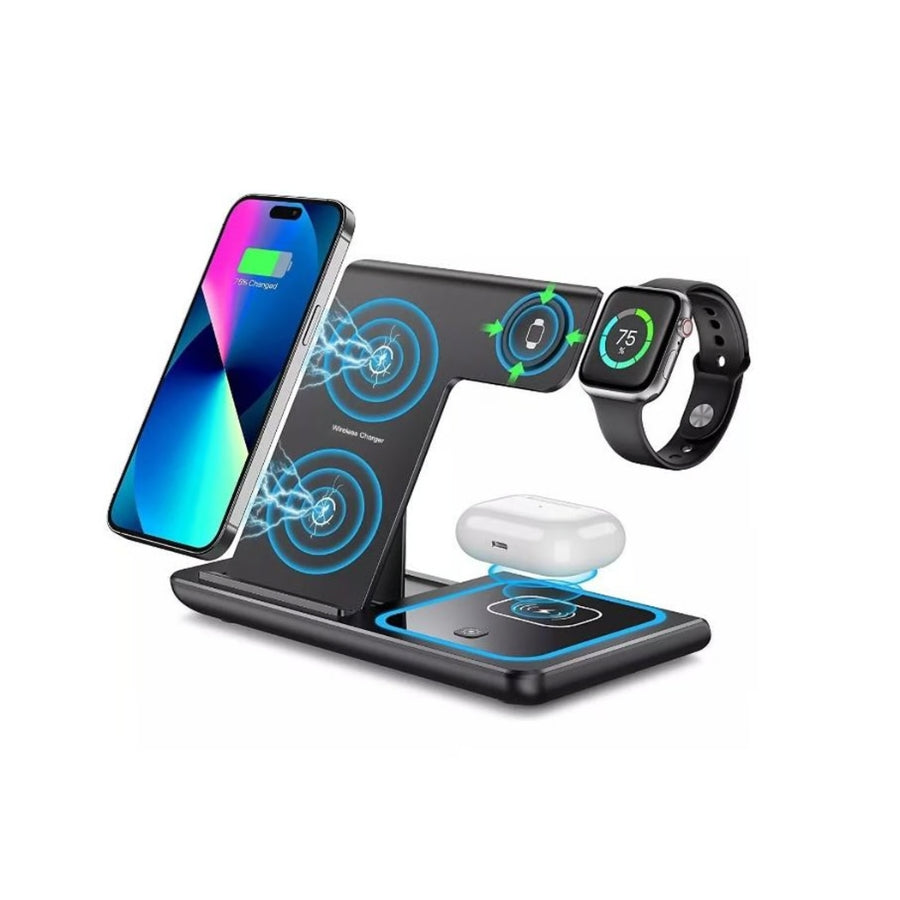 Estación de Carga Inalámbrica 3 en 1 X455 para iPhone, Apple Watch y AirPods – Plegable, Rápida y Segura