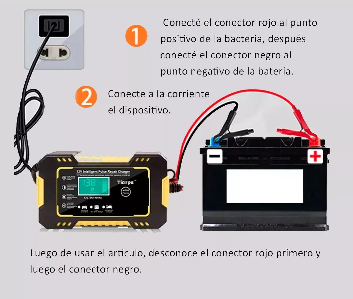 Cargador Inteligente 12V para Baterías de Carro y Moto con Pantalla Digital