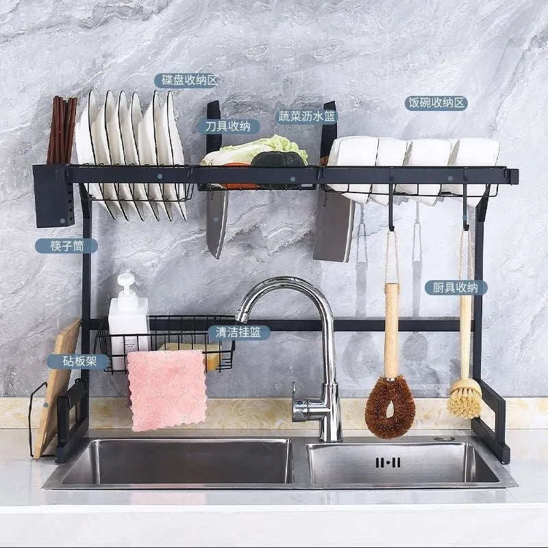 Escurridor de Platos Metálico 85 cm – Triple Nivel, Antideslizante y Resistente a la Humedad