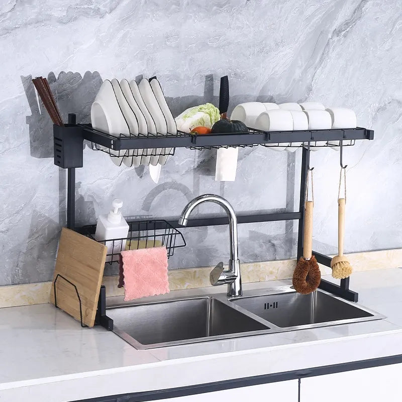 Escurridor de Platos Metálico 85 cm – Triple Nivel, Antideslizante y Resistente a la Humedad