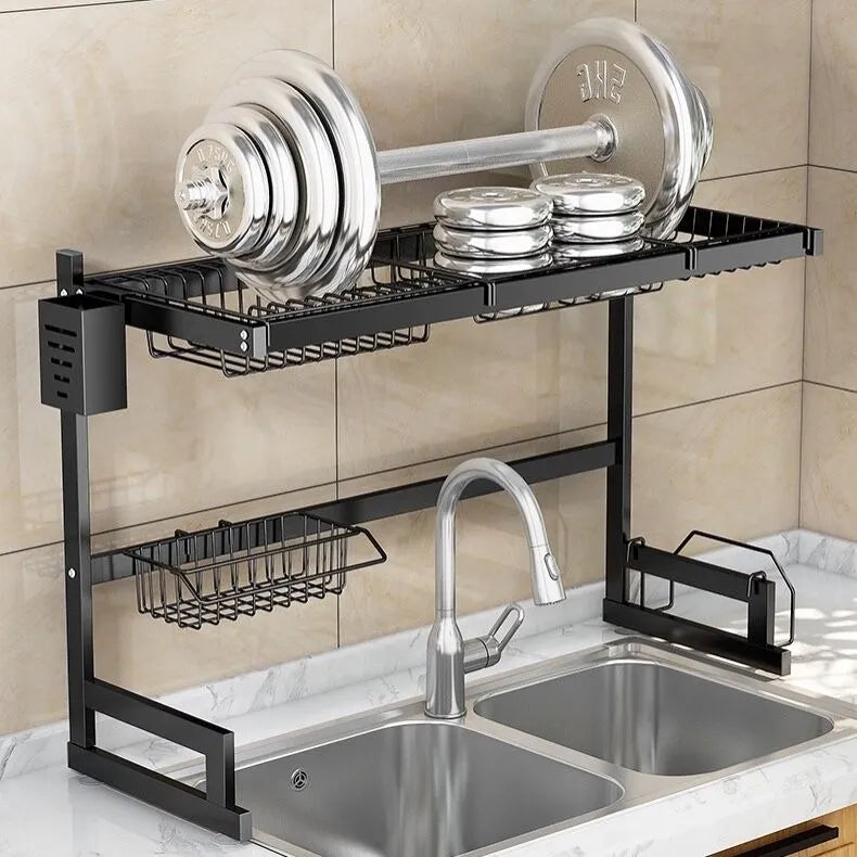 Escurridor de Platos Metálico 85 cm – Triple Nivel, Antideslizante y Resistente a la Humedad