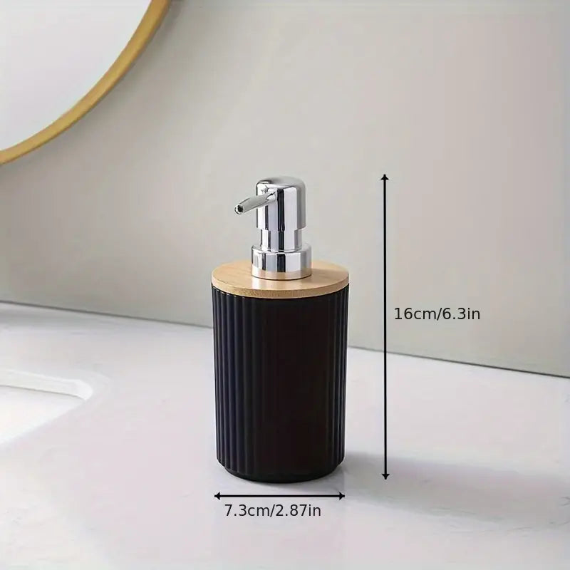 Juego de Baño Moderno de 6 Piezas con Detalles en Bambú | Diseño Elegante y Funcional
