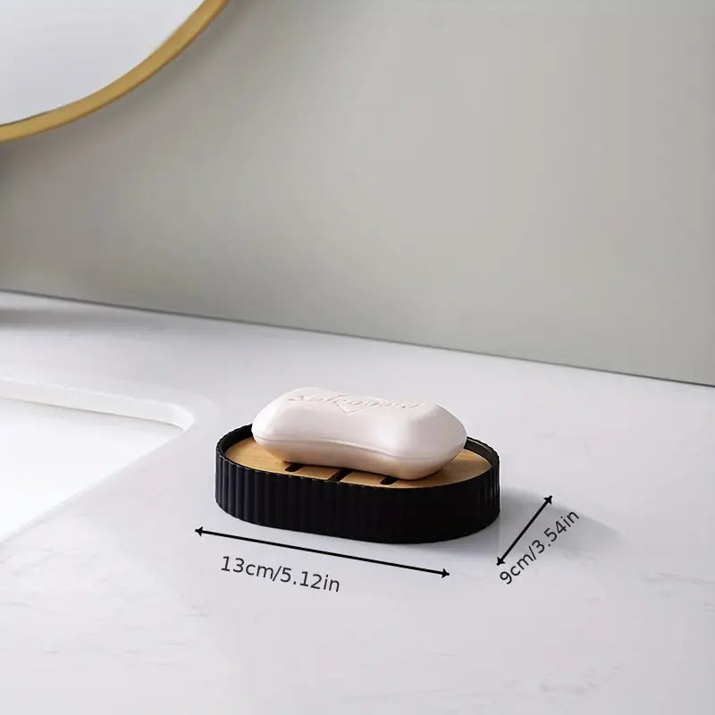 Juego de Baño Moderno de 6 Piezas con Detalles en Bambú | Diseño Elegante y Funcional