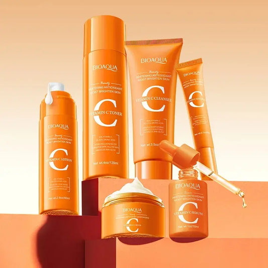 Kit Facial de Lujo Bioaqua Vitamina C – Rutina Completa Antioxidante 6 Pasos