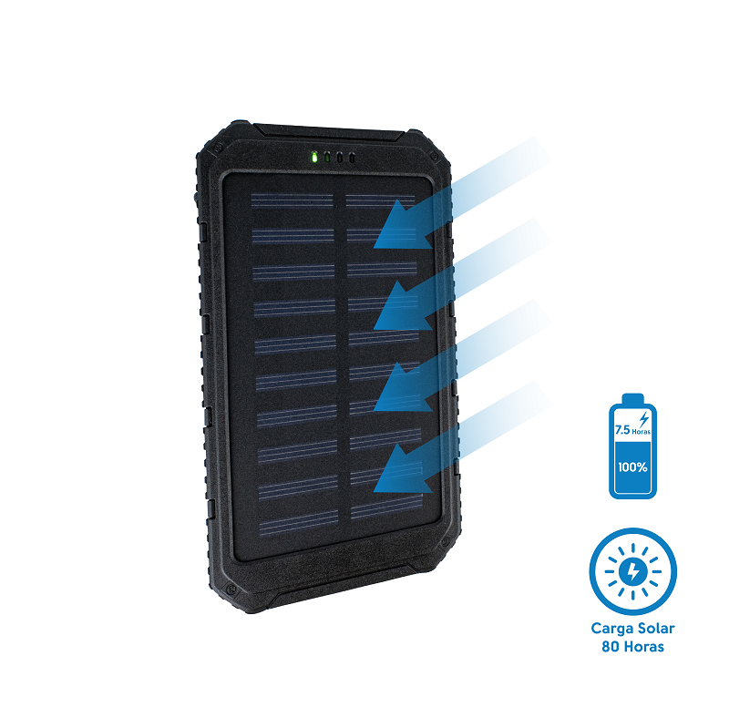 Power Bank Solar 7200mAh | Cargador Portátil Dual USB con Linterna – Resistente al Agua y Golpes