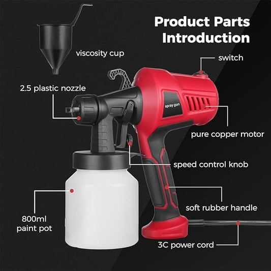 Pistola Pulverizadora Eléctrica Profesional 700 ml | 400W Alta Precisión y Flujo Ajustable