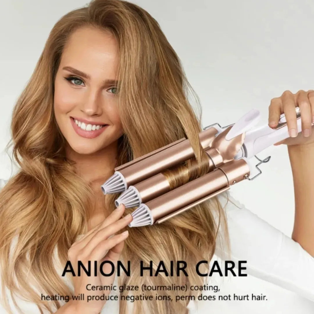 Rizador de Cabello Profesional 3 Tubos – Ondas Tipo Sirena