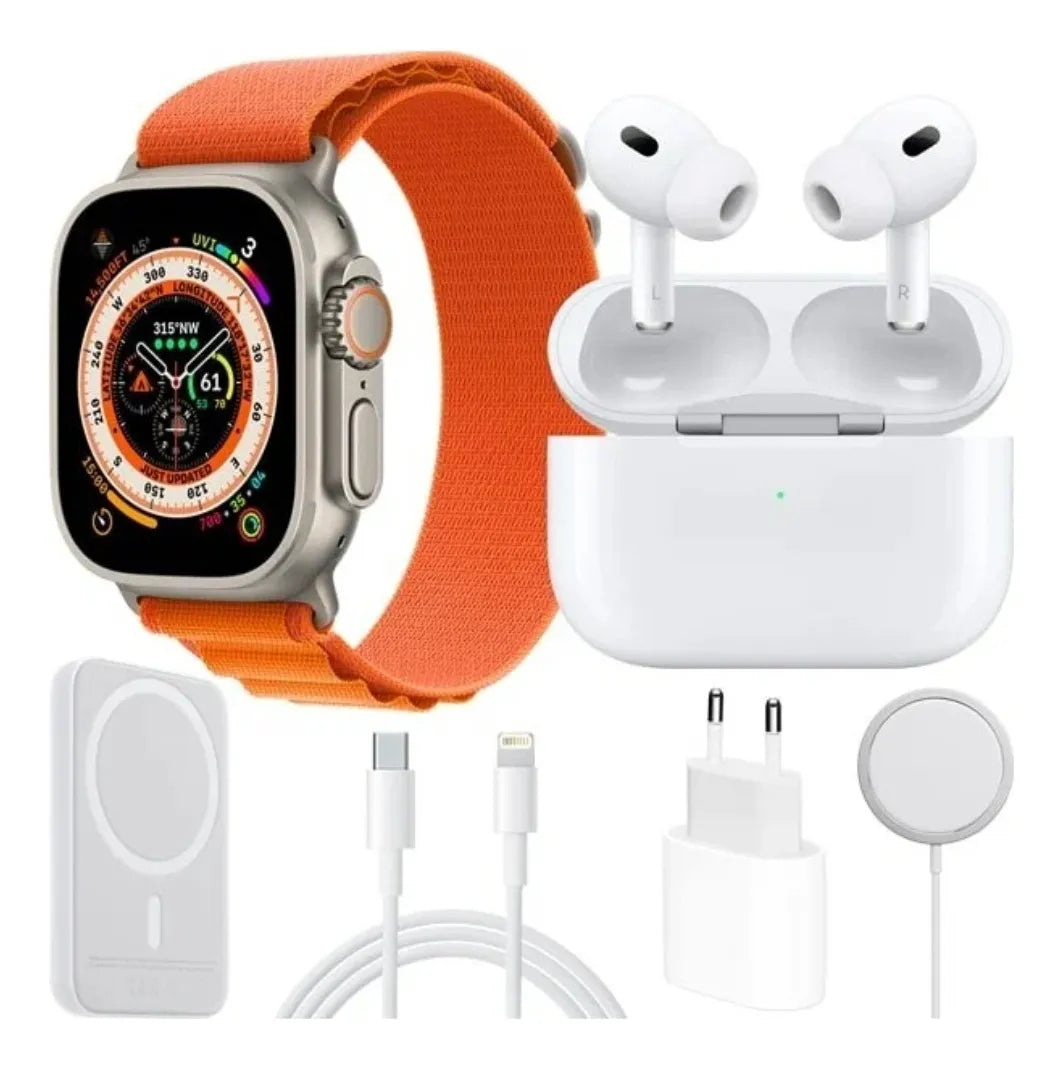 Combo Smartwatch X8 Ultra + Audífonos Bluetooth + Power Bank | Tecnología 3 en 1 para un Estilo de Vida Activo