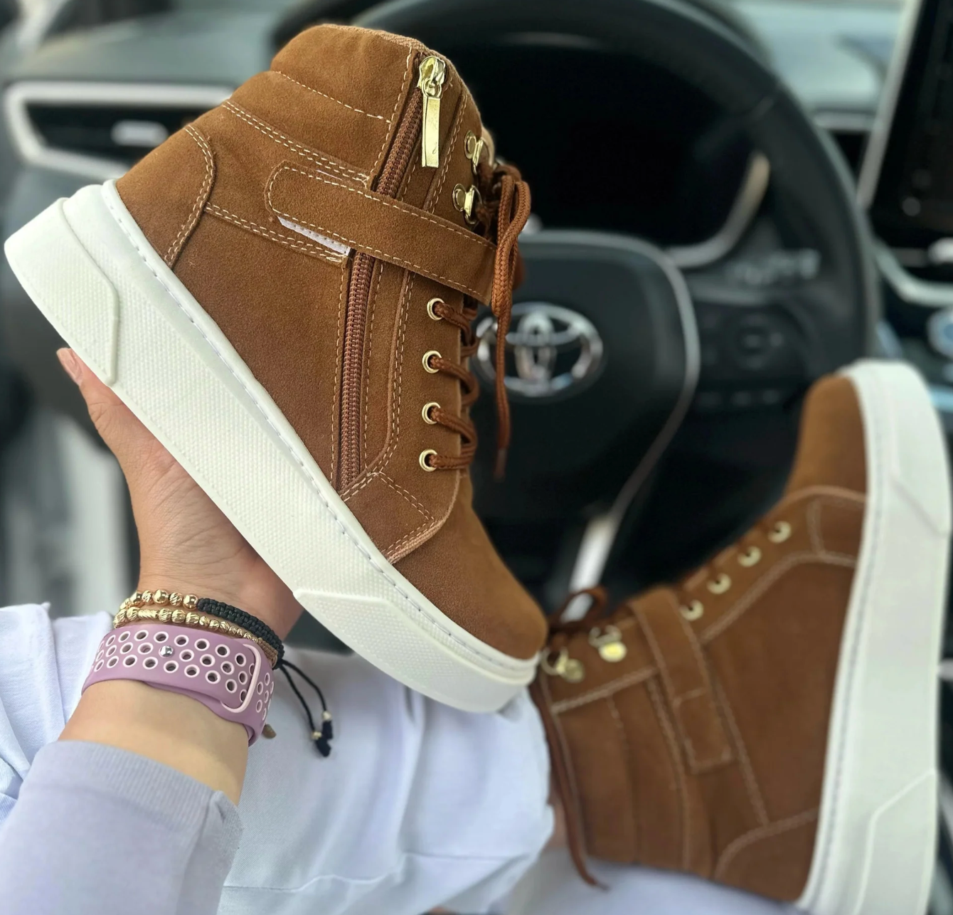 Bota Deportiva Urbana para Mujer - Gamuza Premium con Plataforma Alta