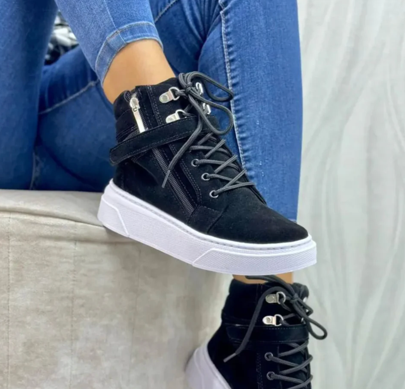 Bota Deportiva Urbana para Mujer - Gamuza Premium con Plataforma Alta