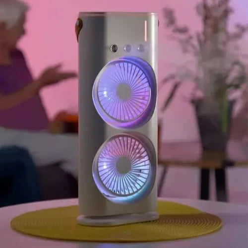 Ventilador Torre Doble con Humidificador y Oscilación 270° | Aire Refrescante y Compacto