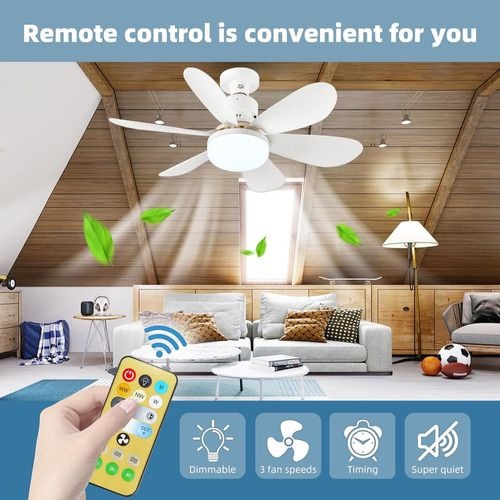 Bombillo Ventilador LED 30W con Control Remoto y Aspas de Colores – Base E27