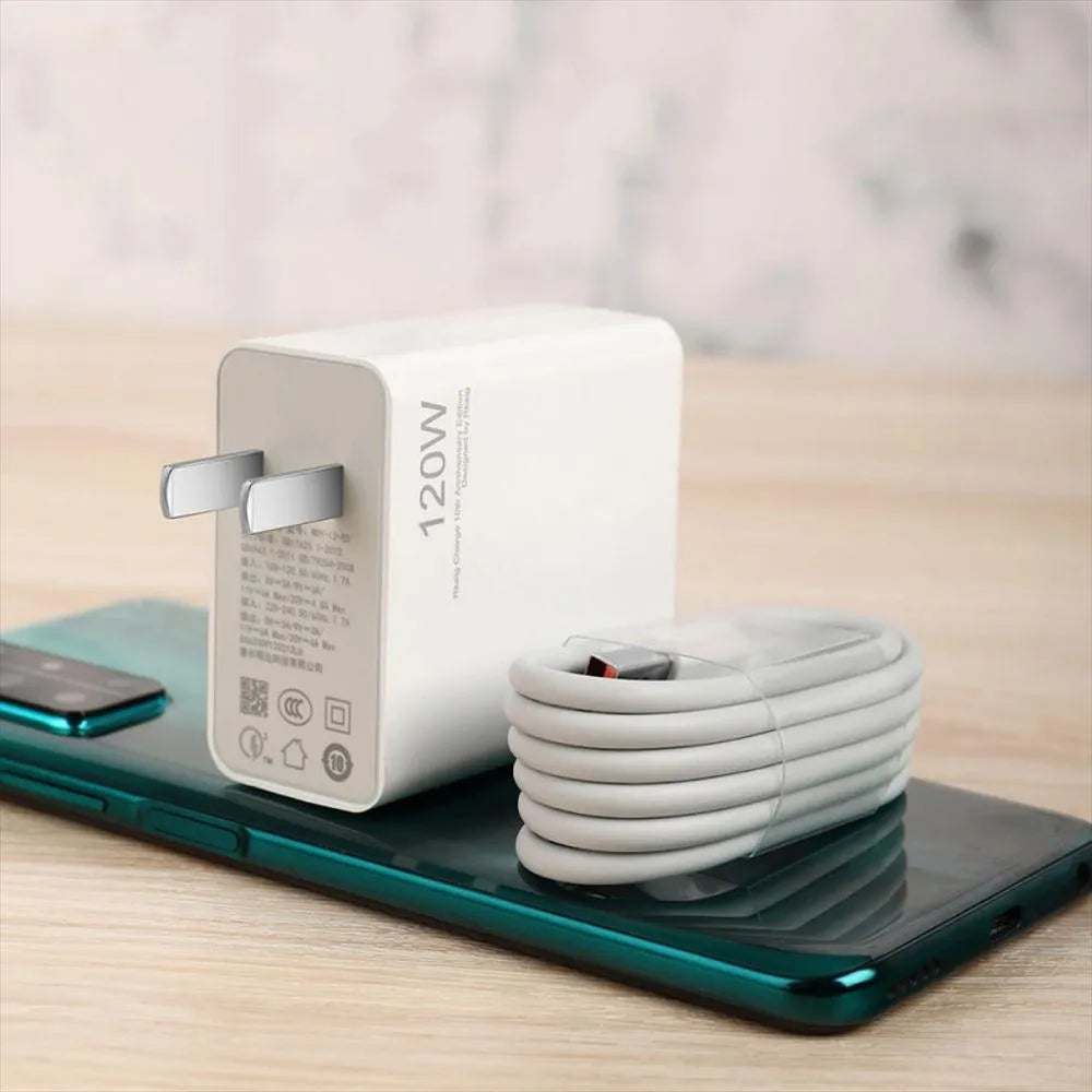 Cargador Rápido de 120W con Cable Tipo C – Protección Avanzada y Alta Compatibilidad