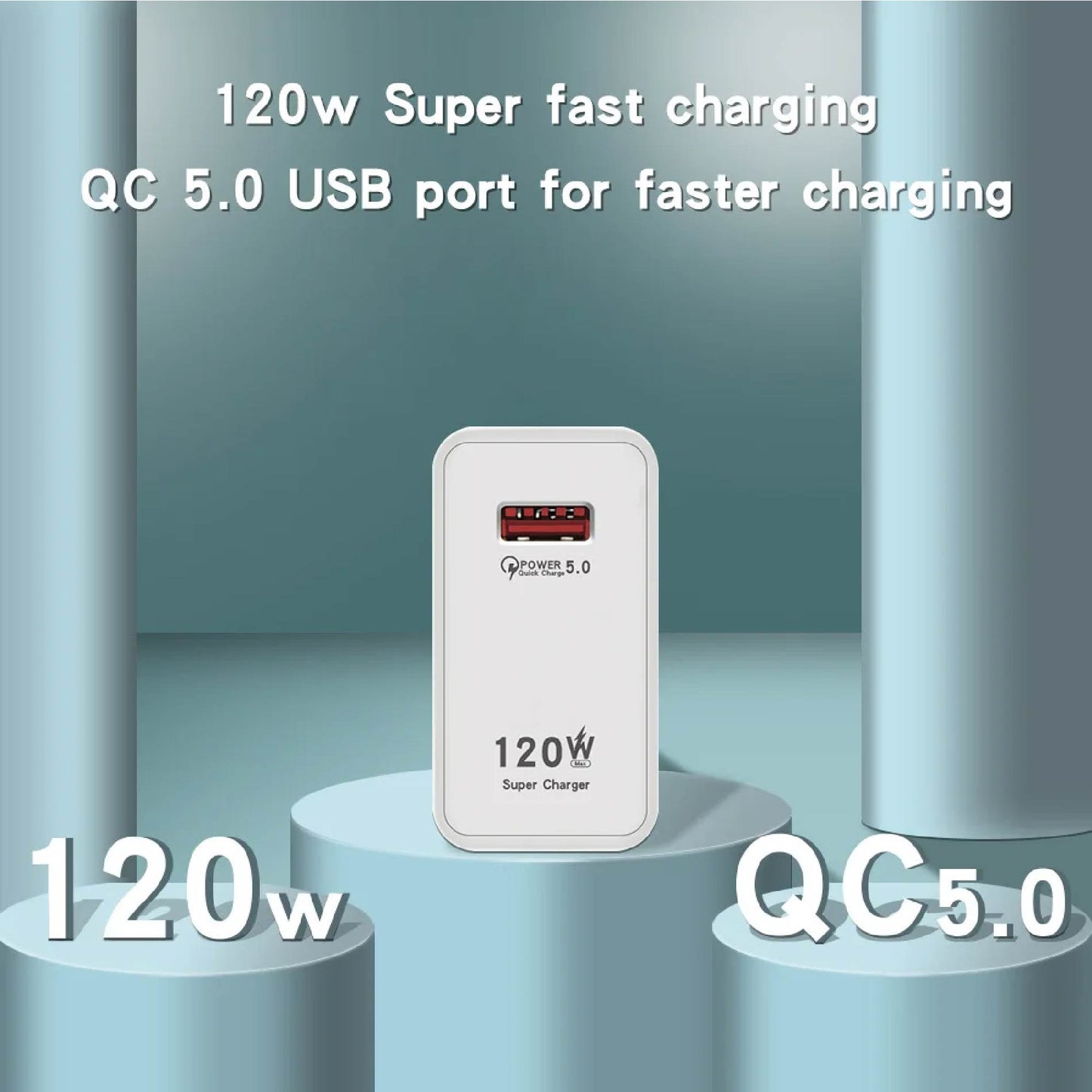 Cargador de Pared 120W Tipo-C con Carga Rápida QC5.0