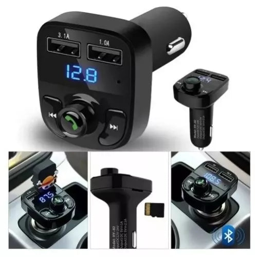Combo Aspiradora para Carro + Transmisor Bluetooth X8