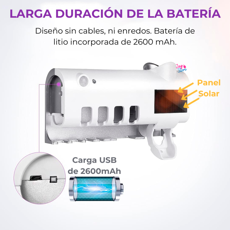 Dispensador Automático de Crema Dental con Soporte Esterilizador UV para Cepillos de Dientes