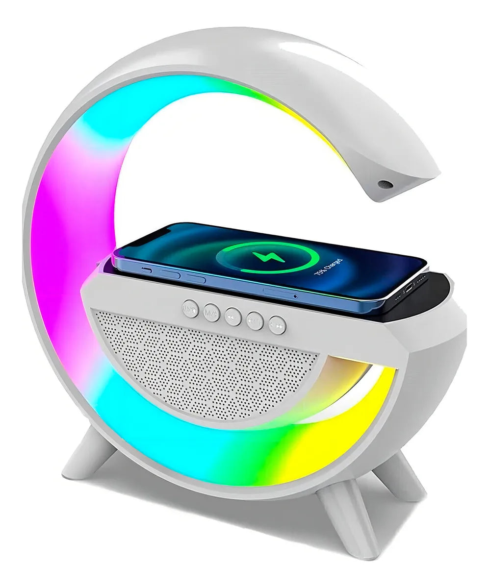 Lámpara Multifuncional Bluetooth con Cargador Inalámbrico y Luz Ambiental