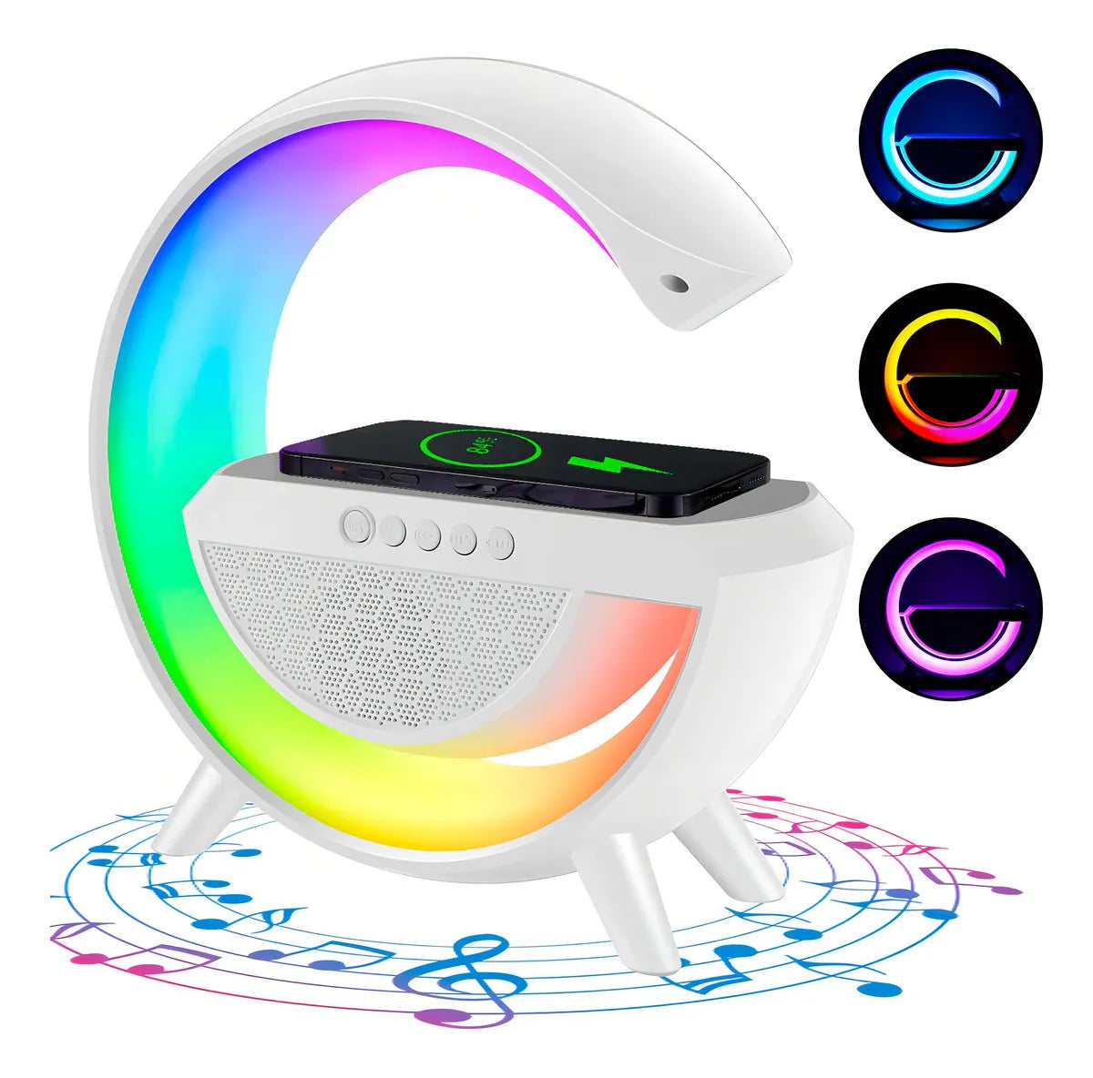 Lámpara Multifuncional Bluetooth con Cargador Inalámbrico y Luz Ambiental