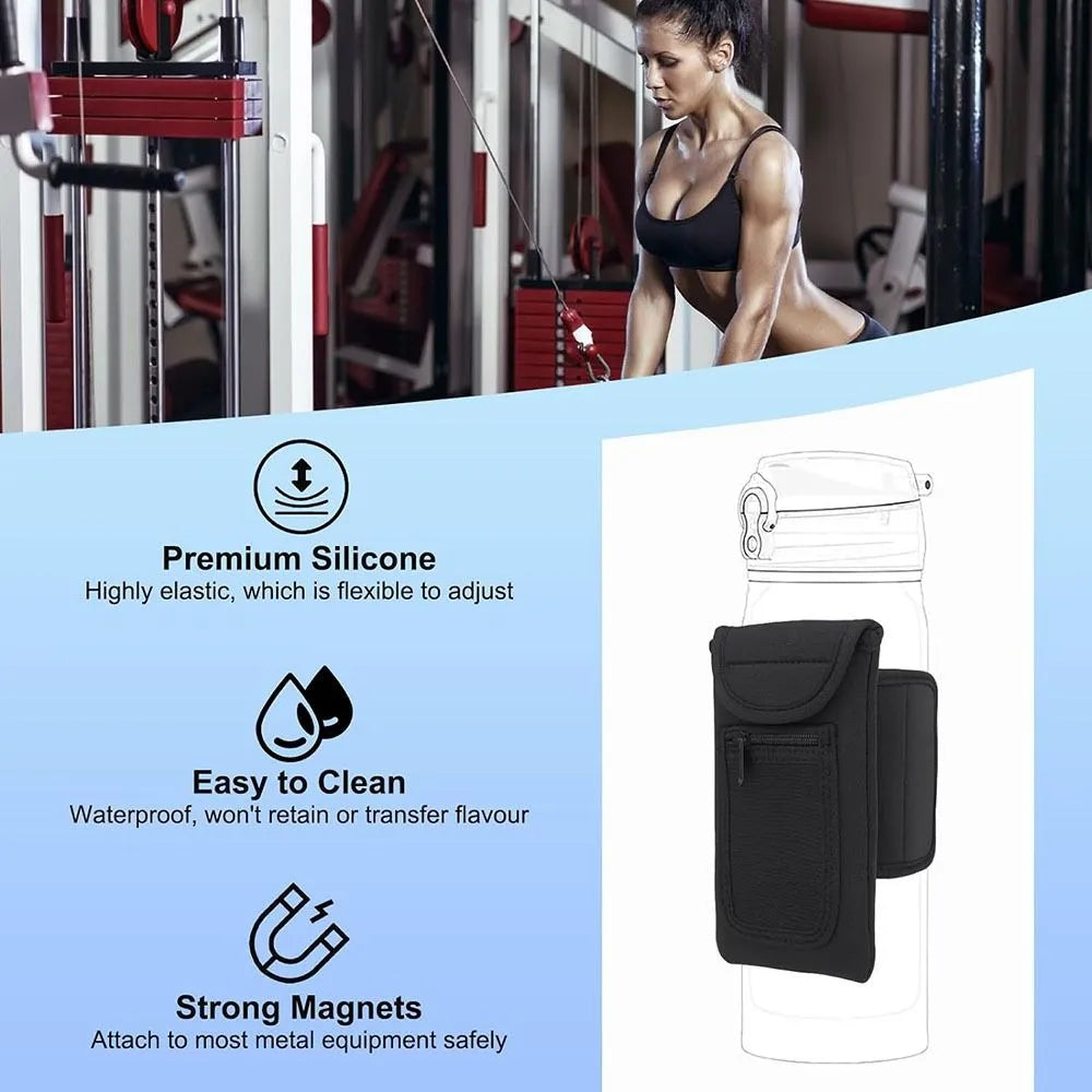 Bolsillo Magnético de Neopreno para Botella – Ideal para Gimnasio, Senderismo y Actividades al Aire Libre