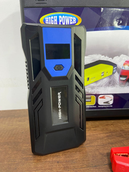 Iniciador de Batería Portátil Multifuncional para Carro y Moto | Power Bank 9600mAh + Linterna + Compresor
